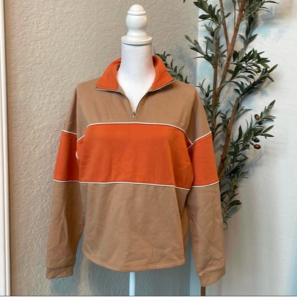 Mixed Threads Color Blocked Retro Vibes Pullover Quarter Zip Sweater Size Large